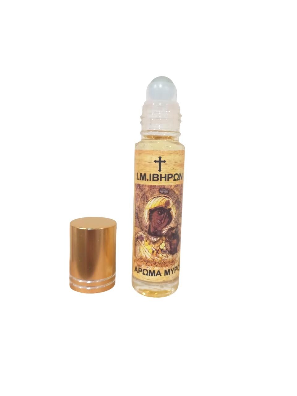 Myrrh Scented Anointing Oil 10ml | Mount Athos Aroma Portaitissa Theotokos Icon Bottle Gold Lid Glass Vial Roll on