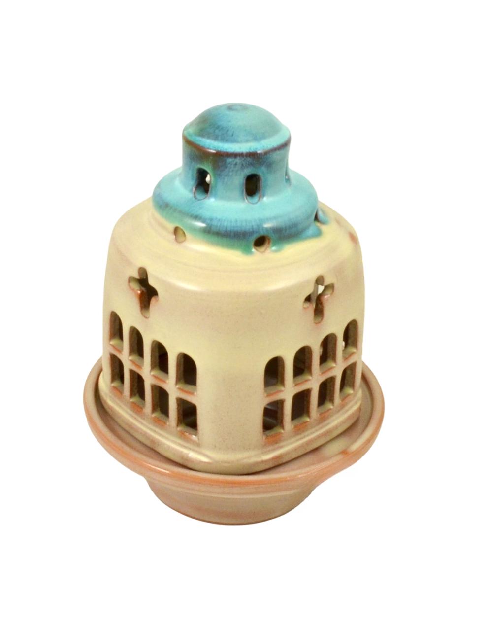 7" Greek Orthodox Byzantine Church Style Ceramic Standing Vigil Oil Lamp Lantern 18cm