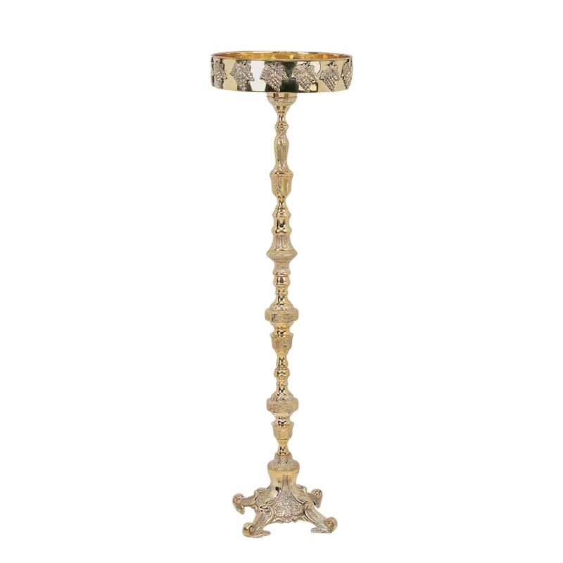 Byzantine Brass Candle Stand 110cm Tall Engraved Vine Design Sand Candle Holder Heavy Luxury Greek Orthodox Church Prayer Corner 43"
