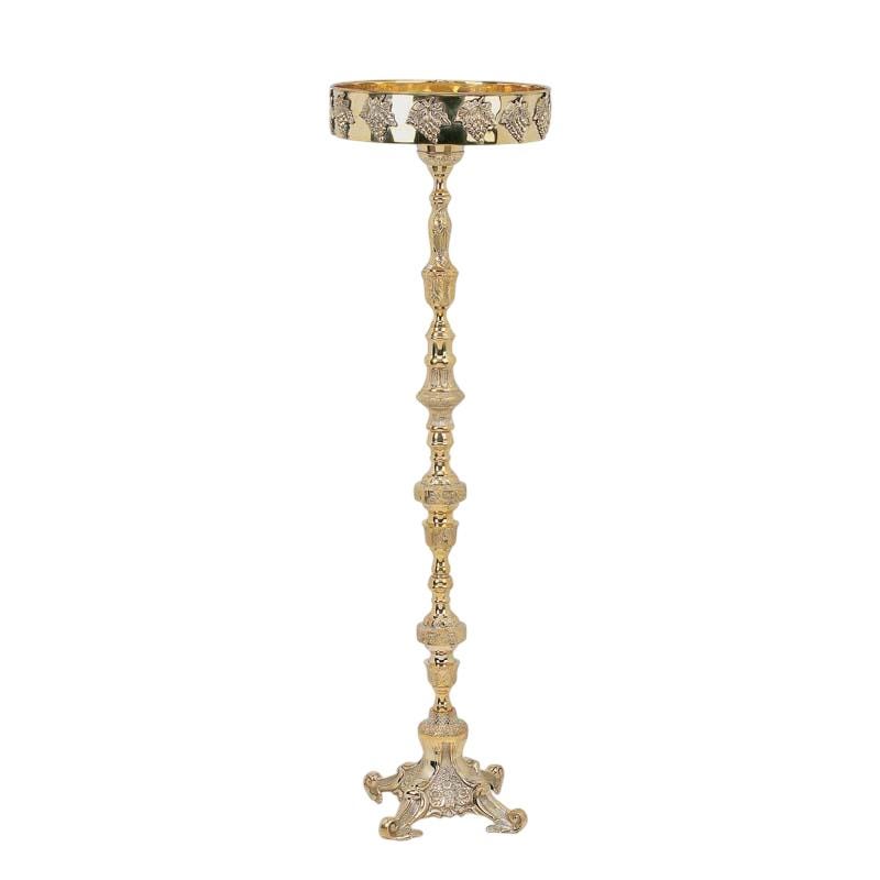 Byzantine Brass Candle Stand 110cm Tall Engraved Vine Design Sand Candle Holder Heavy Luxury Greek Orthodox Church Prayer Corner 43"