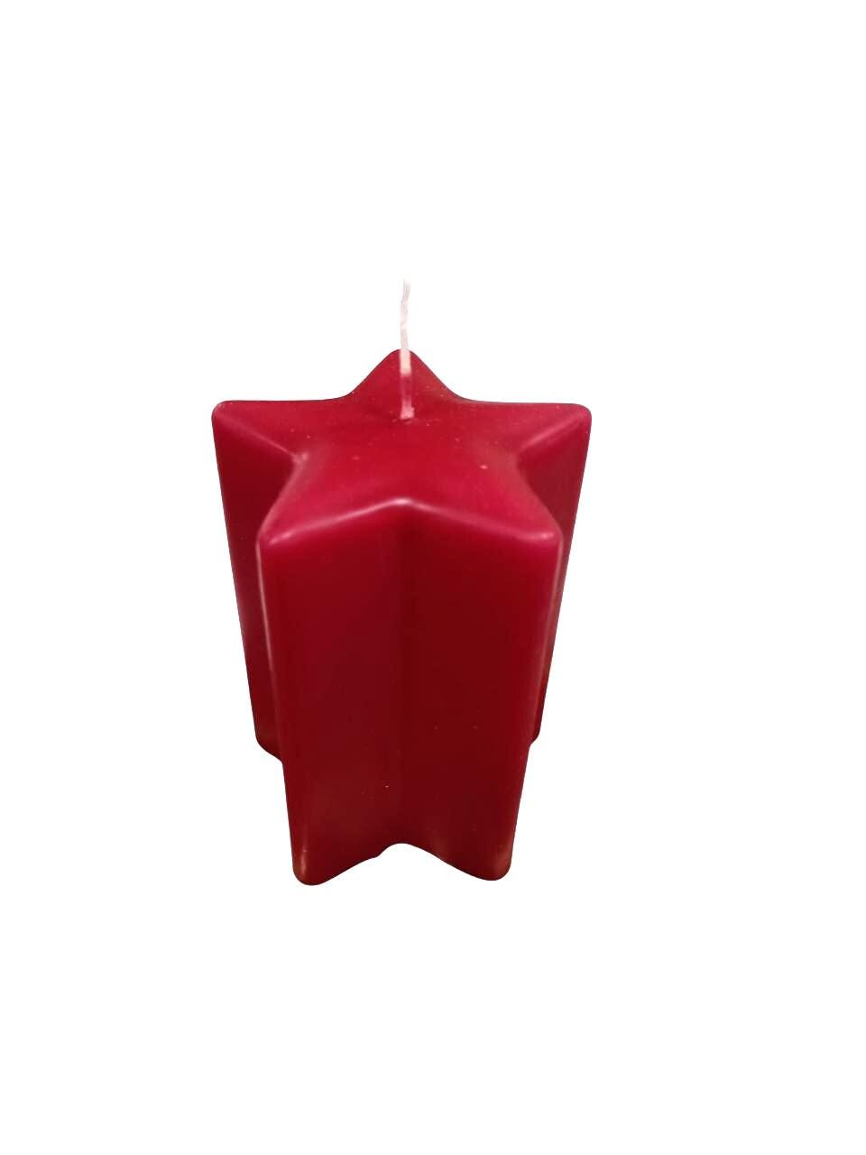 Red Star Paraffin Candle | Decorative Non Scented Candle | Holiday Party Table Decor | Quality Paraffin Wax Candle