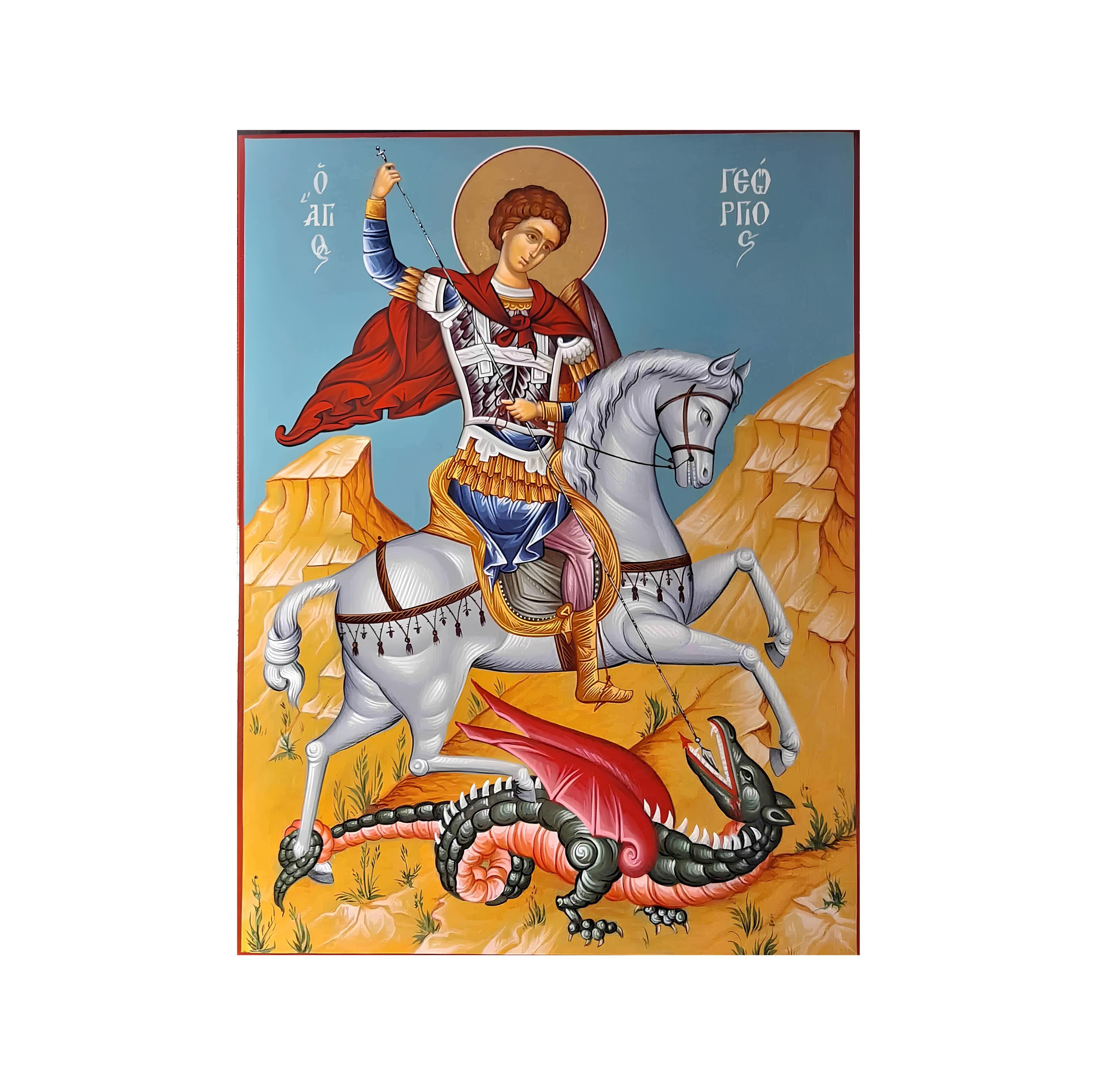 10 1/4" Saint George Icon – Orthodox Christian Wall Art – MDF Wood Religious Blessing 26cm