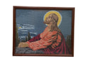Knitted Icon of Jesus Praying in Gethsemane and Crucifixion Framed Christian Wall Art with Glass