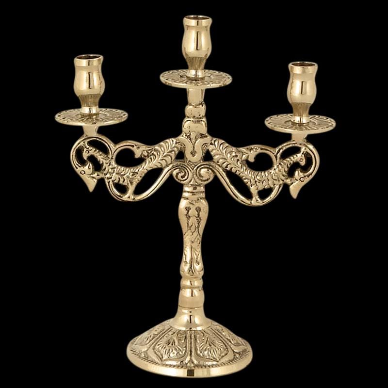 6" Greek Orthodox Brass Candlestick Three Arm Byzantine Candelabrum Altar Candle Holder 15cm