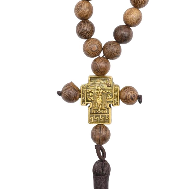 Greek Orthodox Prayer Rope 30 Beads Komboskini Wooden Beads Gold Cross Tassel Rosary