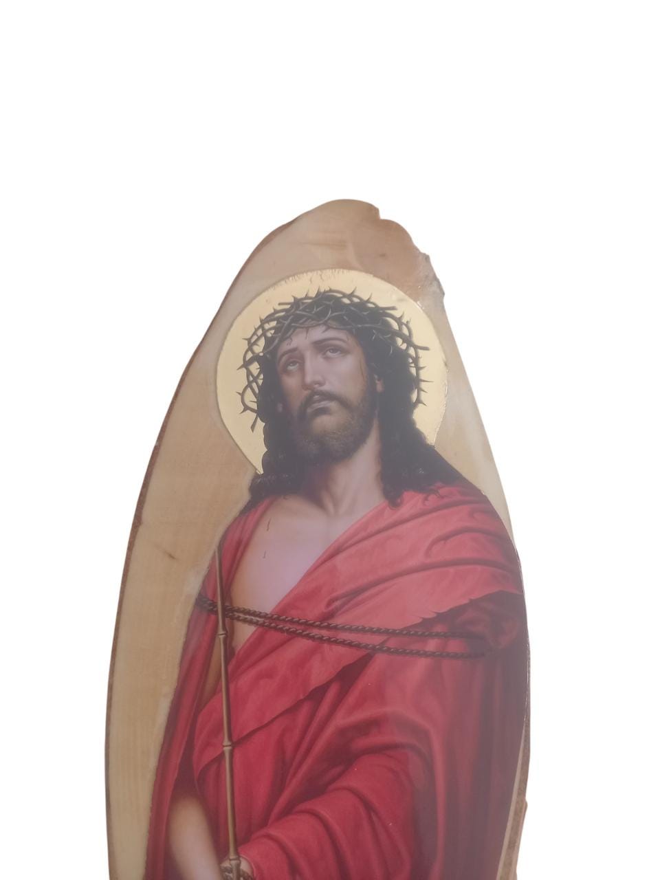 Jesus Christ The Bridegroom Wall Mount Oval Natural Wood Greek Orthodox Icon