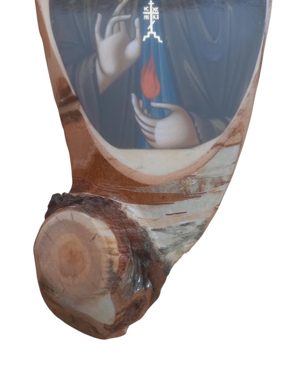 Saint Ephraim of Nea Makri Wall Mount Oval Natural Wood Greek Orthodox Icon