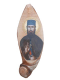 Saint Ephraim of Nea Makri Wall Mount Oval Natural Wood Greek Orthodox Icon