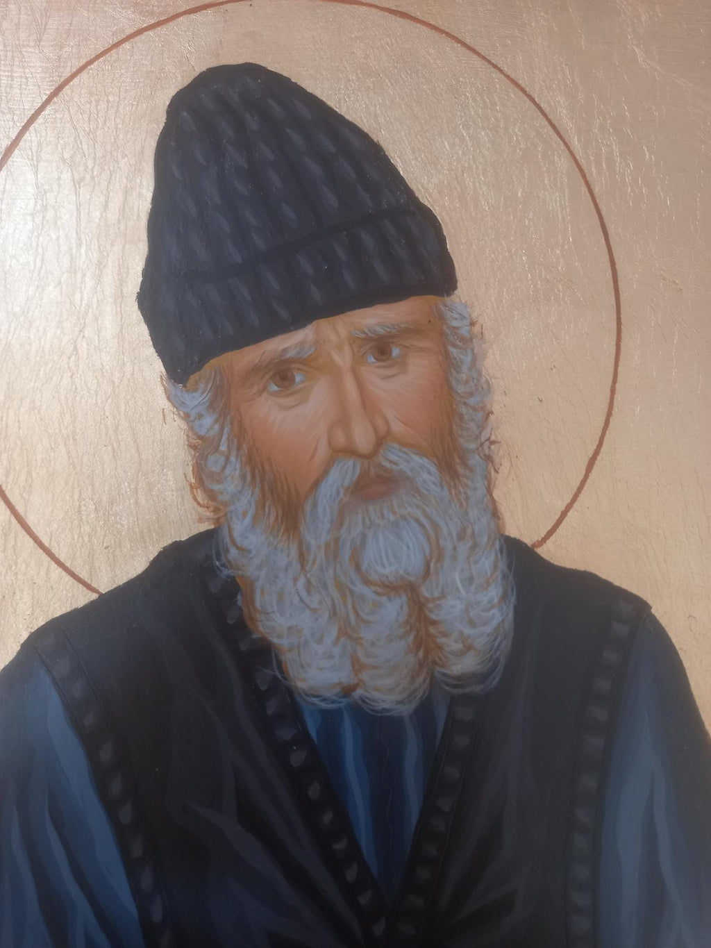 Saint Paisios Icon Hand Painted Orthodox Icon Gold Leaf Background 20x26 cm 7.9x10.2 inch Greek Religious Wall Art Mount Athos Icon
