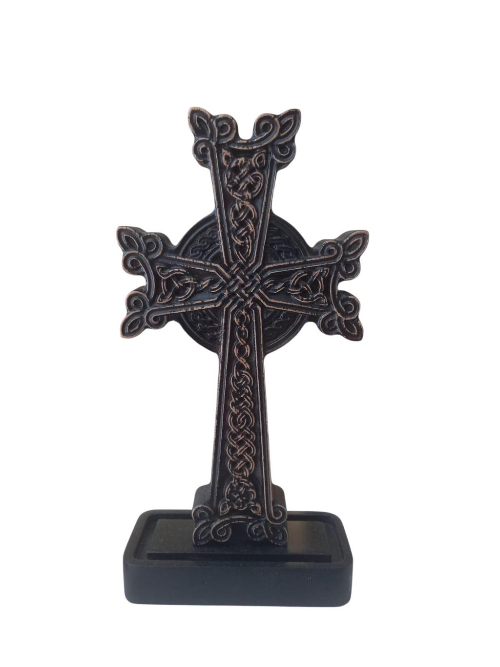 Orthodox Celtic Cross Wooden Stand Decor 9” Christian Cross Byzantine Style Religious Gift