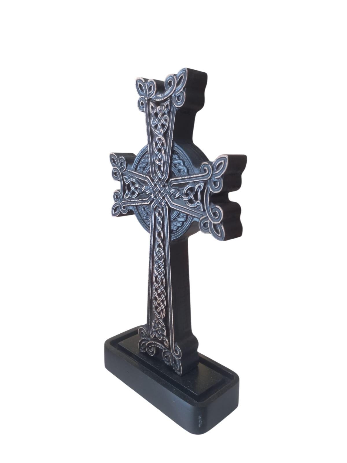 Orthodox Celtic Cross Wooden Stand Decor 9” Christian Cross Byzantine Style Religious Gift