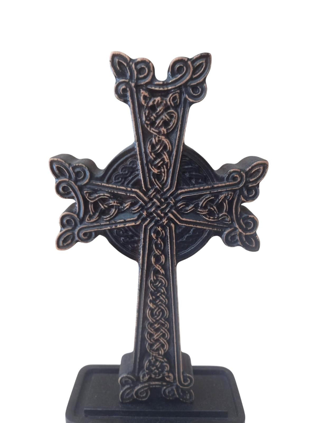 Orthodox Celtic Cross Wooden Stand Decor 9” Christian Cross Byzantine Style Religious Gift