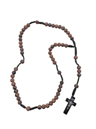 Handmade Wooden Rosary Dark Brown Prayer Beads Knoted  Religious Praying Gift