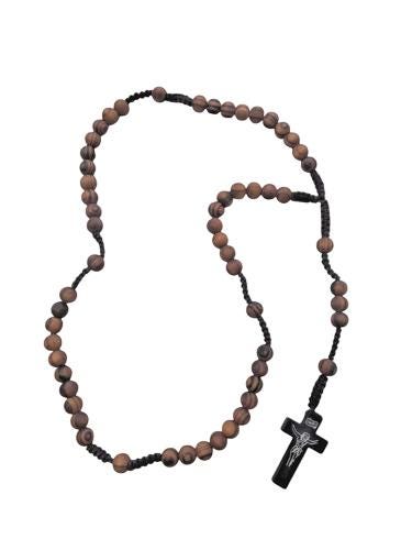 Handmade Wooden Rosary Dark Brown Prayer Beads Knoted  Religious Praying Gift