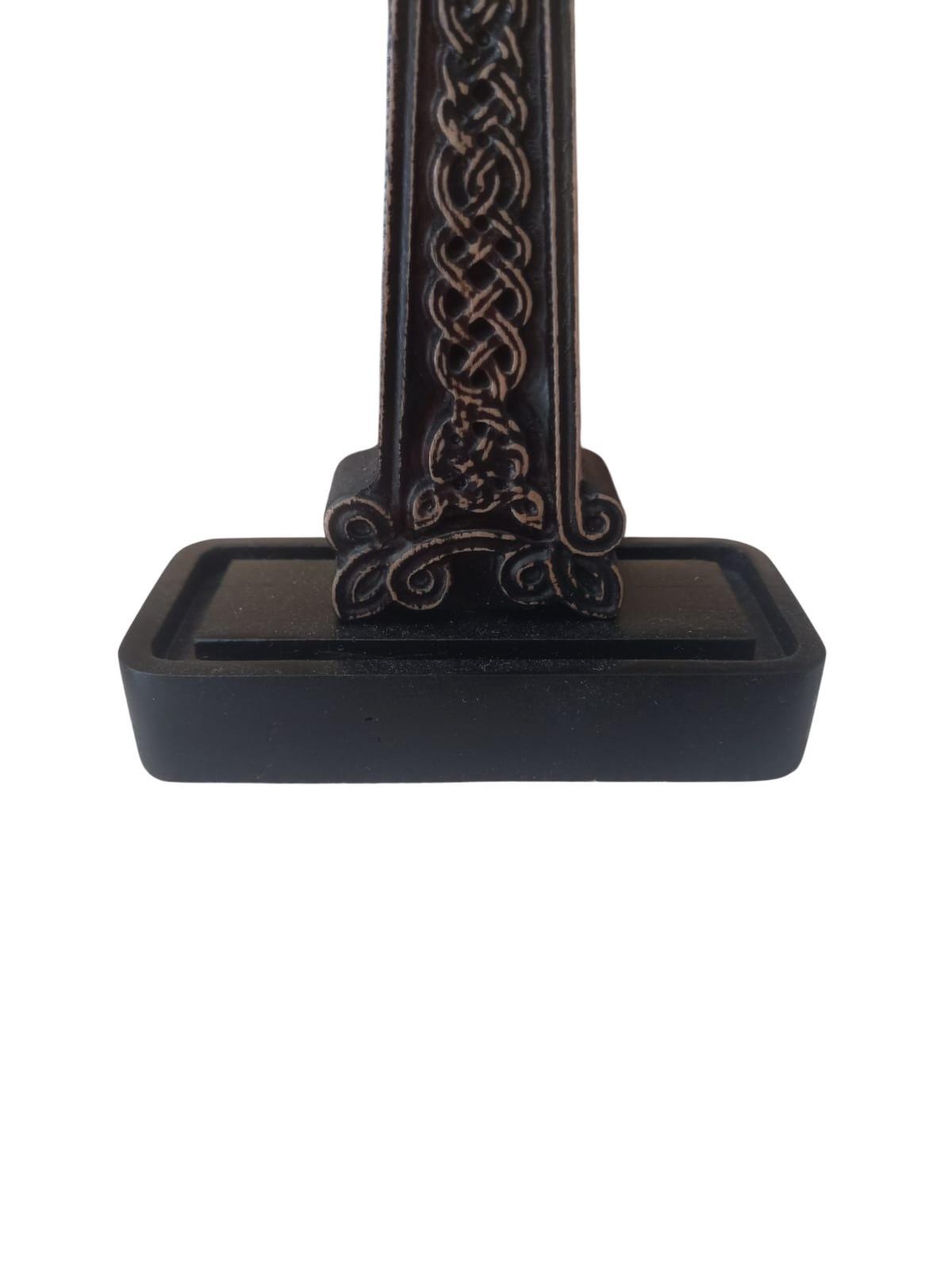 Orthodox Celtic Cross Wooden Stand Decor 9” Christian Cross Byzantine Style Religious Gift