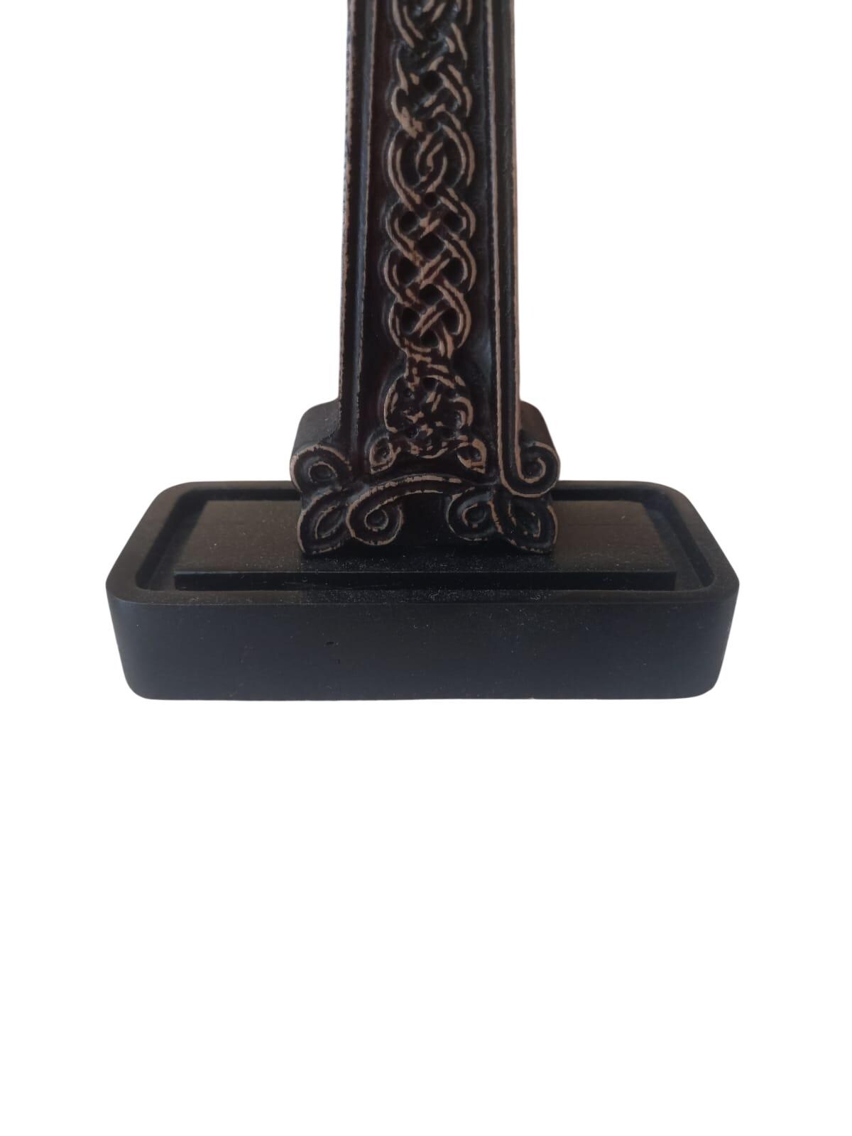 Orthodox Celtic Cross Wooden Stand Decor 9” Christian Cross Byzantine Style Religious Gift