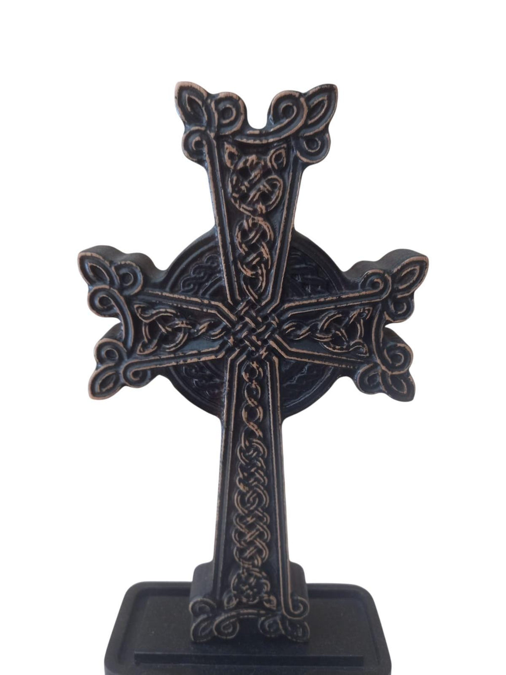 Orthodox Celtic Cross Wooden Stand Decor 9” Christian Cross Byzantine Style Religious Gift
