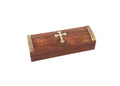 Handmade Wooden Keepsake Box with Hand-Altered Brass Details | Hinged Lid Storage Case | Rustic Small Treasure Box | Incense or Relic Holder