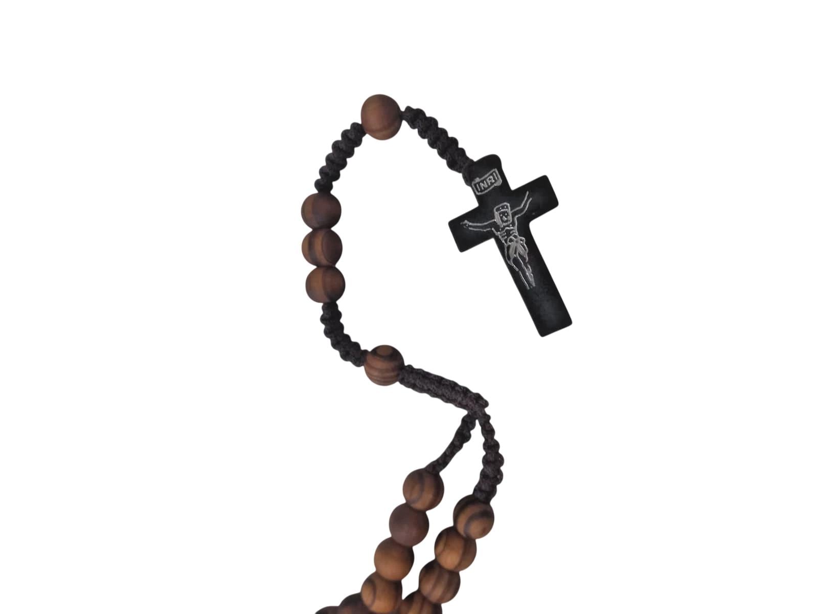 Handmade Wooden Rosary Dark Brown Prayer Beads Knoted  Religious Praying Gift