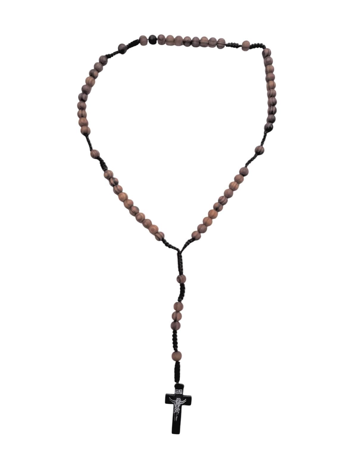 Handmade Wooden Rosary Dark Brown Prayer Beads Knoted  Religious Praying Gift