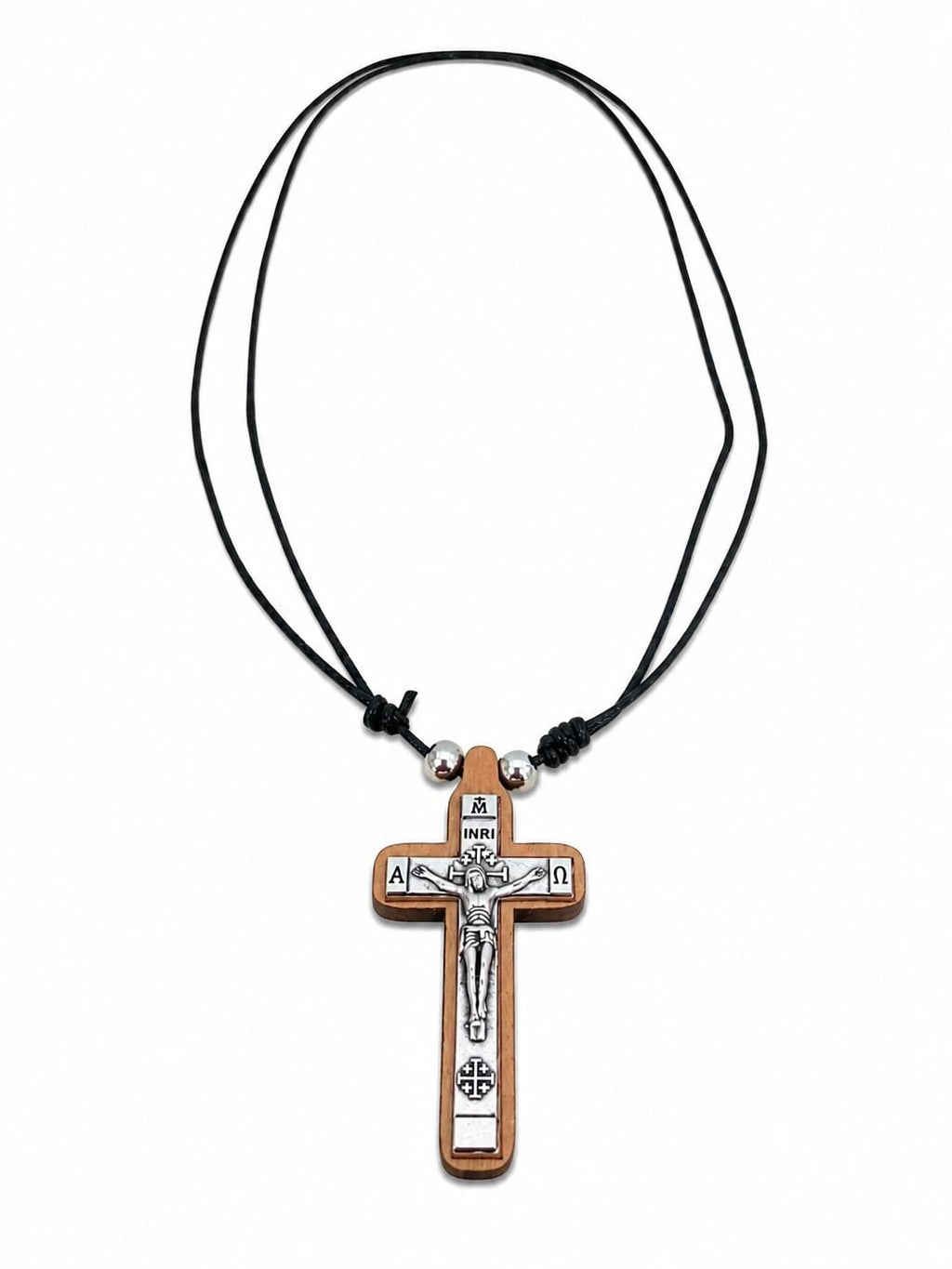 Handmade Wooden Orthodox Cross Necklace Greek Crucifix Pendant Adjustable Cord Baptism Gift Christian Religious Jewelry