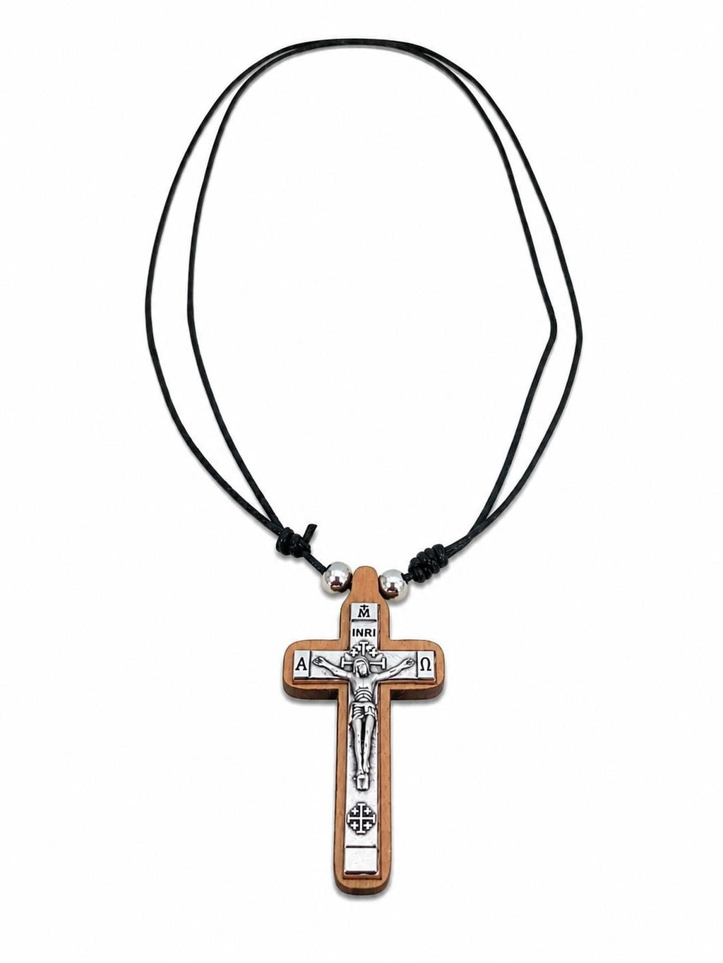 Handmade Wooden Orthodox Cross Necklace Greek Crucifix Pendant Adjustable Cord Baptism Gift Christian Religious Jewelry