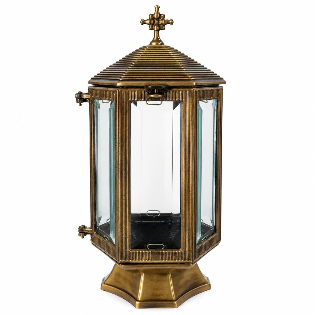 12.5" Greek Orthodox Brass Religious Church Garden Cemetery Crystal Windows Lantern 32cm